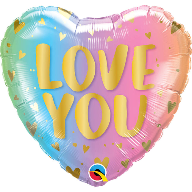 Balon foliowy "Love You" Ombre & Hearts - 45cm