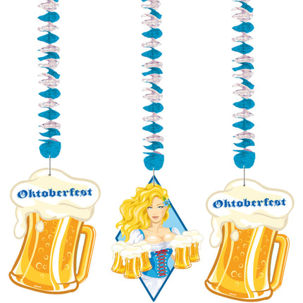 Wisząca dekoracja Oktoberfest Kufle do piwa 75cm 3szt.