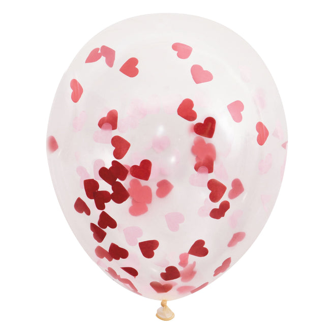 Balony konfetti czerwone serca 40cm 5szt