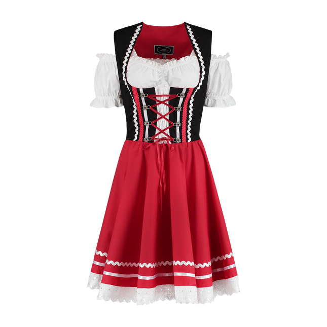 Dirndl 2-dlg.czarna/czerwona, bluzka Carmen