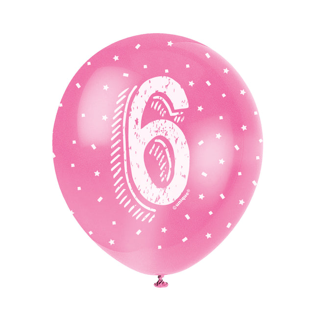 Balony na 6 lat Konfetti 30cm 5szt