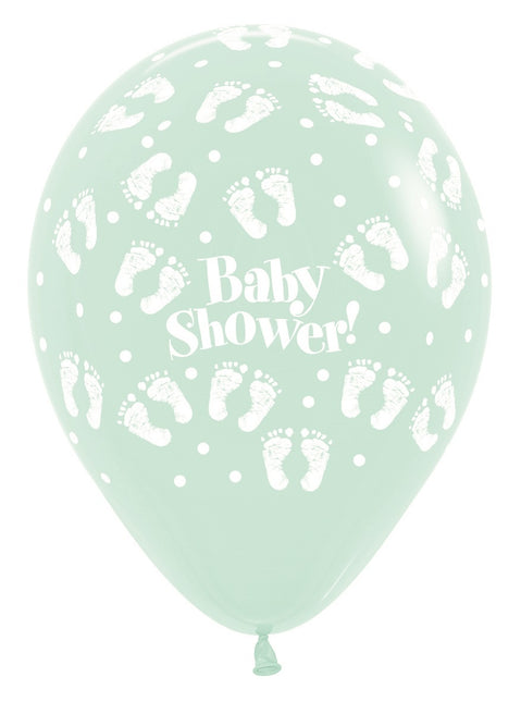 Balony Baby Shower Footprints Pastel Matte Mix 30cm 25szt