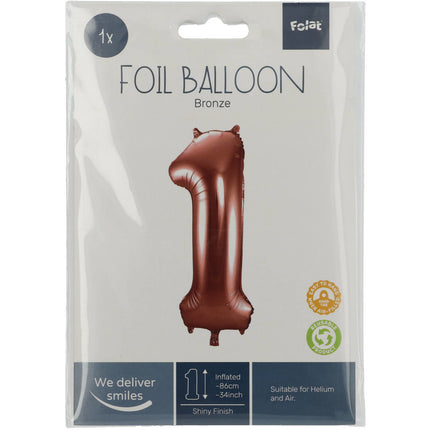 Balon foliowy Figurka 1 Brązowy XL 86 cm pusty