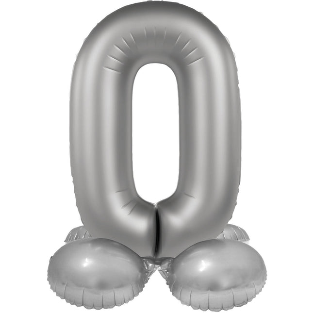 Balon z figurką 0 lat srebrny 72 cm