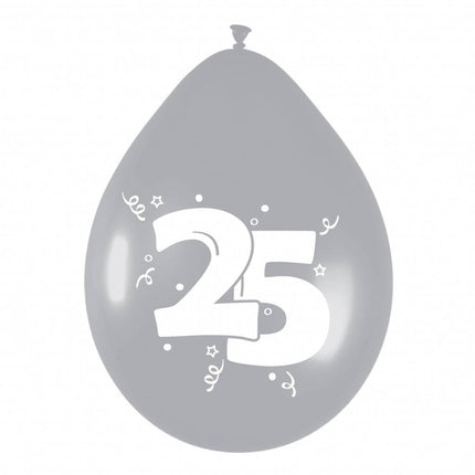 Balony 25 Silver Party 30cm 6szt