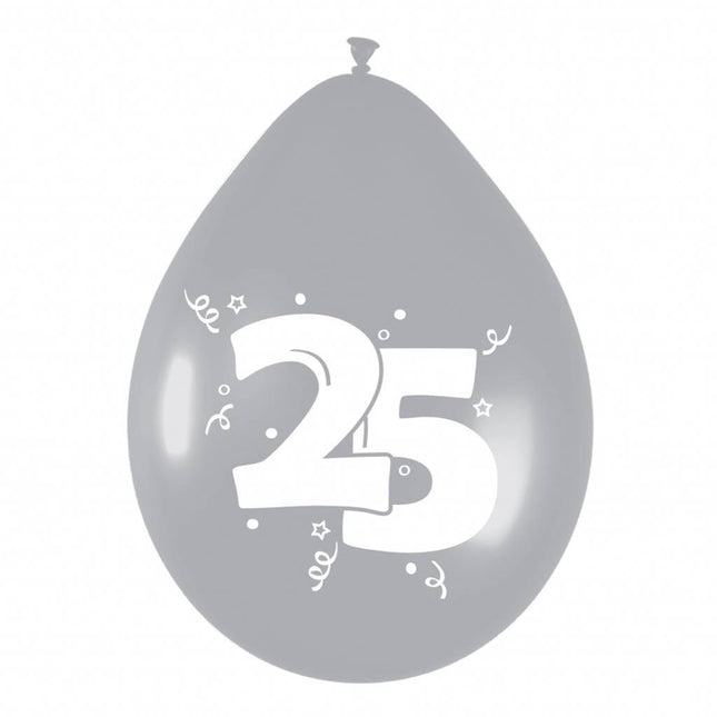 Balony 25 Silver Party 30cm 6szt