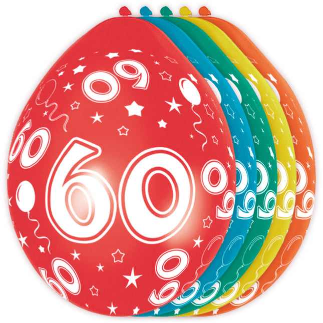 Balony 60 lat metalowe 30cm 5szt