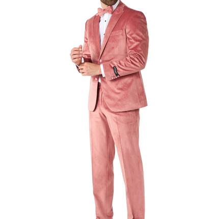 Jasnoróżowy aksamitny smoking męski <tc>OppoSuits</tc>