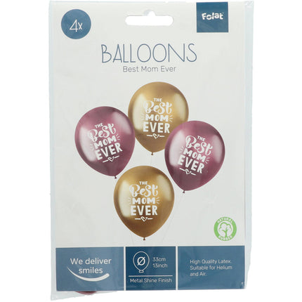 Balony Best Mom Ever 33cm 4szt