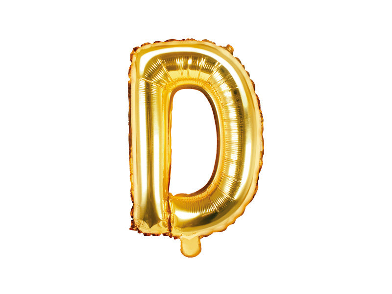 Balon foliowy litera D złoty pusty 35cm