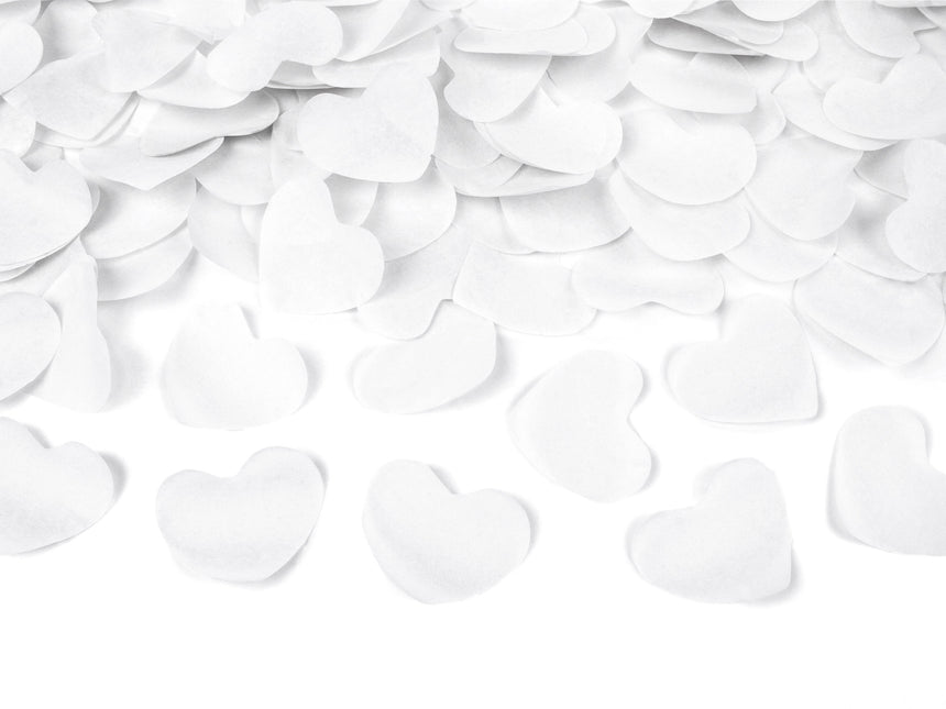 Konfetti Cannon Hearts White 80cm