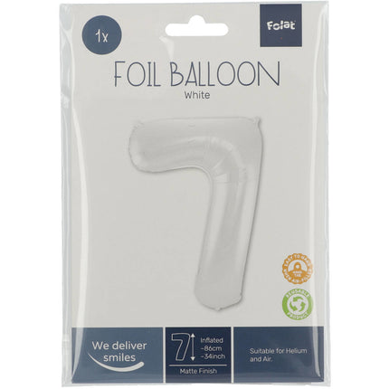 Balon foliowy Figura 7 Matt White XL 86 cm pusty