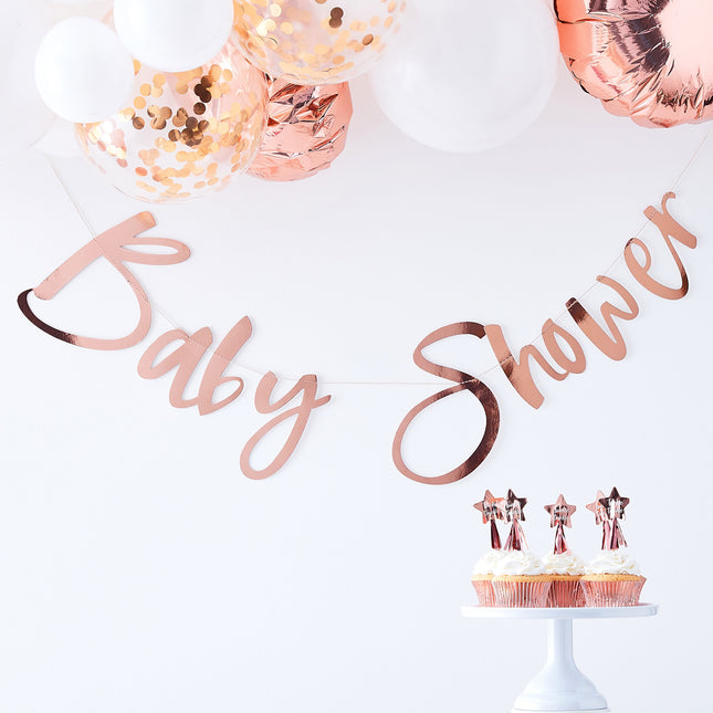 Różowo-złota girlanda na baby shower 1,5 m