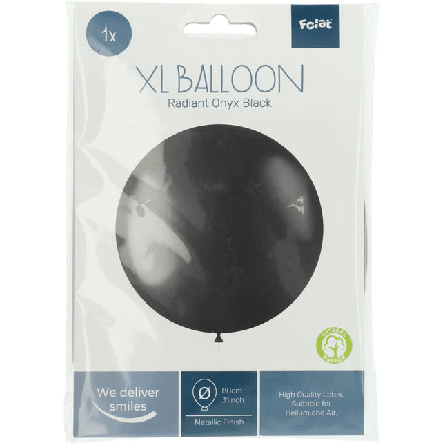 Czarny balon Metallic Onyx Black 80cm