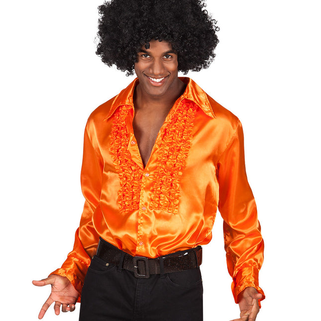 Bluza męska z falbanką pomarańczowa