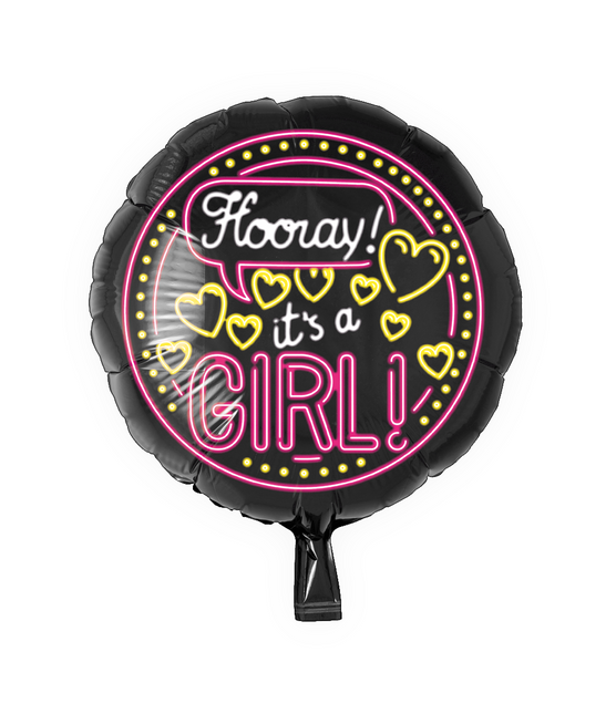 Urodzinowy balon helowy It's a Girl Neon 46cm pusty