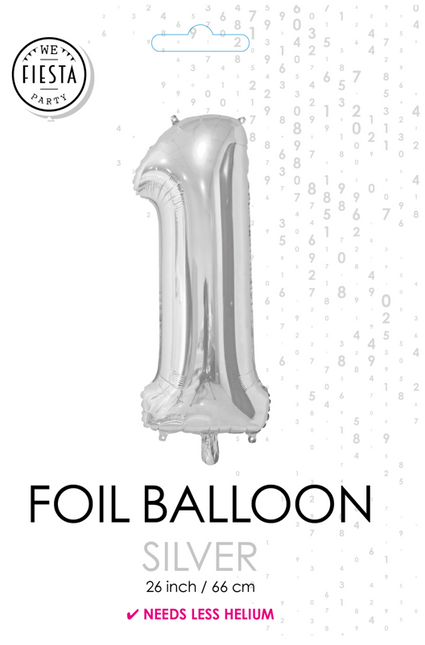 Balon foliowy Figurka 1 Srebrny 66 cm