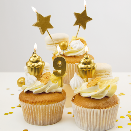 Świeczki 9 Years Cupcake Gold 17,5 cm