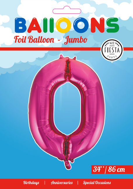 Balon foliowy Figura 0 fuksja XL 86 cm pusty