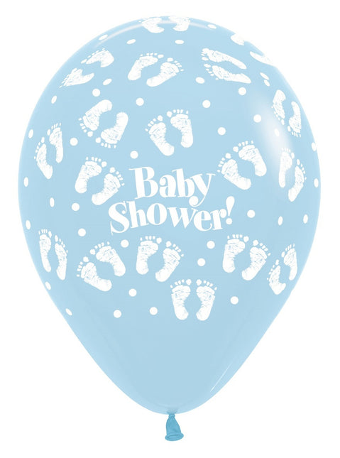 Balony Baby Shower Footprints Pastel Matte Mix 30cm 25szt