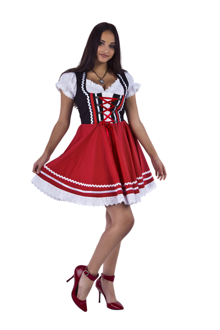 Dirndl 2-dlg.czarna/czerwona, bluzka Carmen