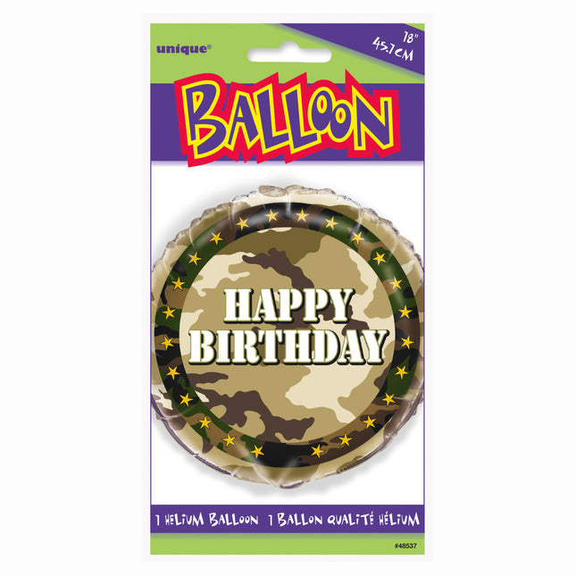 Balon helowy Armia Happy Birthday 45 cm pusty