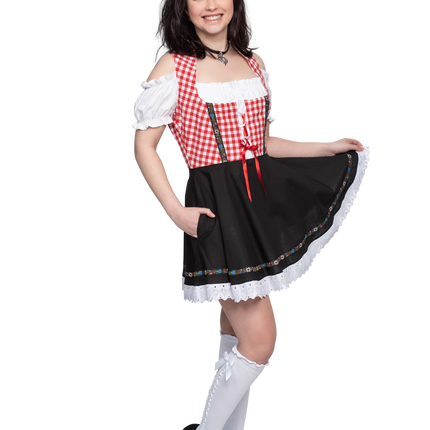 Oktoberfest Dirndl Dress Oktoberfest Red White Black Ladies