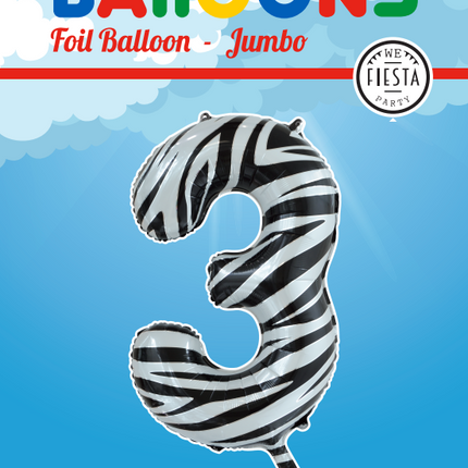 Balon foliowy Figurka 3 Zebra XL 86cm pusty