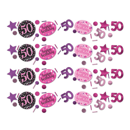 Konfetti stołowe 50 Years Happy Birthday Pink 34gr