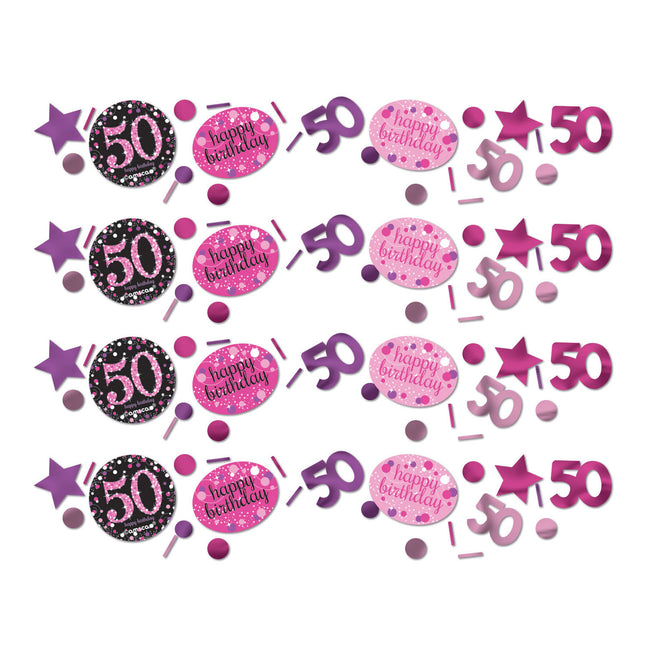 Konfetti stołowe 50 Years Happy Birthday Pink 34gr