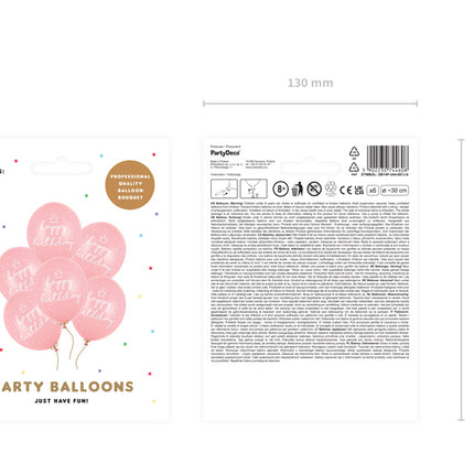 Jasnoróżowe balony Happy Birthday 30cm 6szt