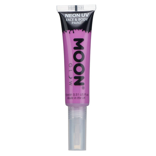 Moon Glow Neon UV Farba do twarzy z aplikatorem Intensywny fiolet 15ml