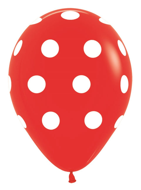 Balony Polka Dots Red 30cm 25szt