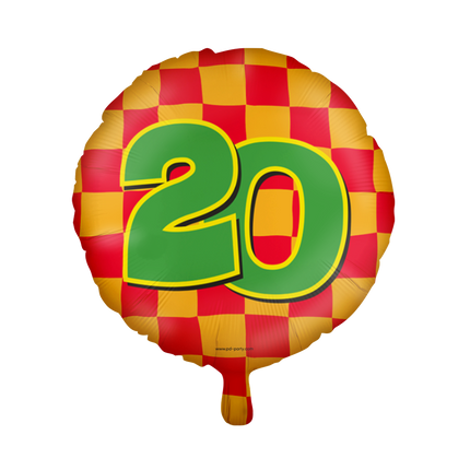 Balon helowy 20 lat kolorowy pusty 46 cm