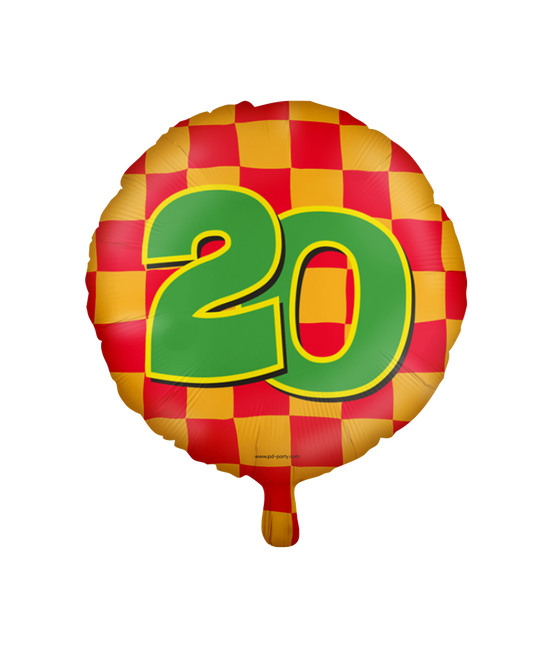 Balon helowy 20 lat kolorowy pusty 46 cm