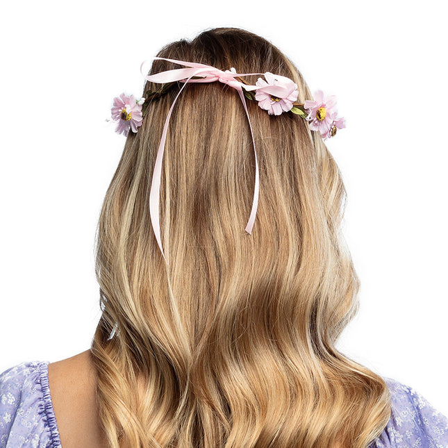 Kwiatowa opaska do włosów Pink Deluxe