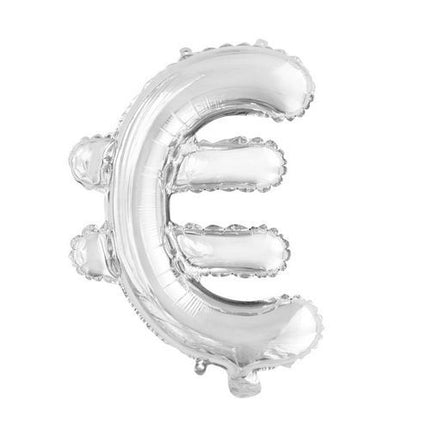 Balon foliowy Euro Sign Silver 41 cm ze słomką