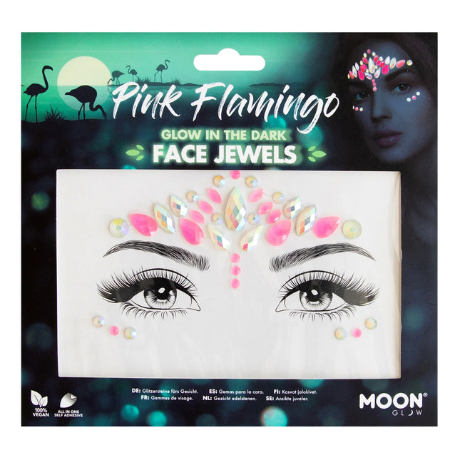 Biżuteria do twarzy Moon Glow Glow in the Dark Pink Flamingo