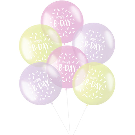 Balony Happy B-Day różowe 48cm 6szt