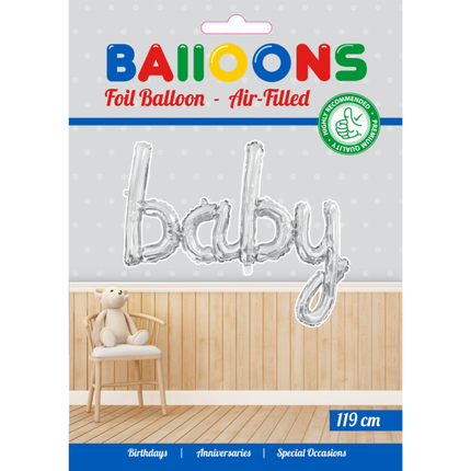 Balon foliowy Baby Silver 1,19 m pusty