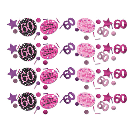 Konfetti na stół 60 Years Happy Birthday Pink 34gr