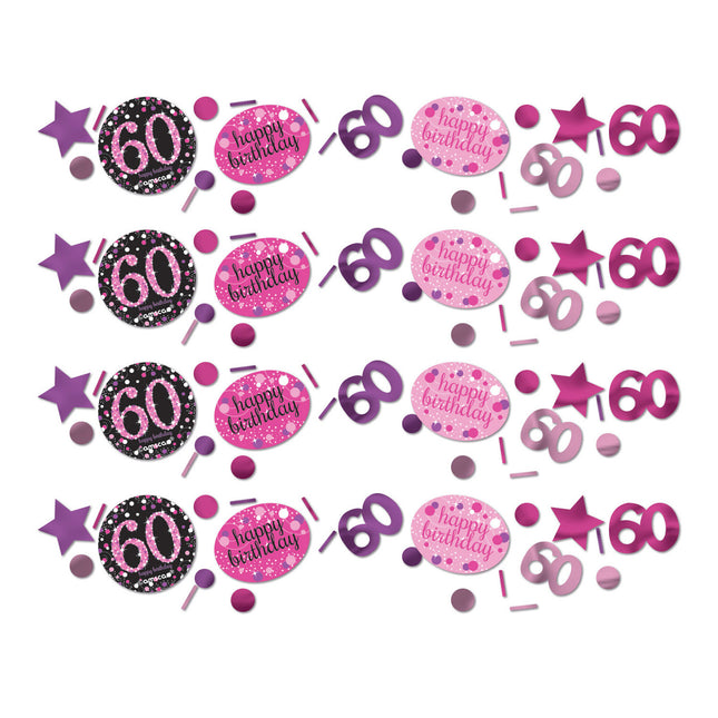 Konfetti na stół 60 Years Happy Birthday Pink 34gr