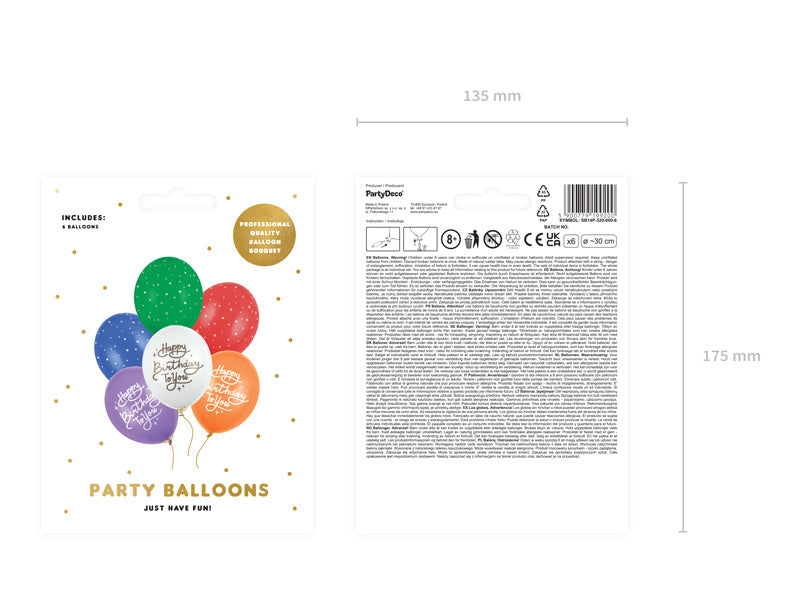 Balony Happy Birthday To You Mix 30cm 6szt