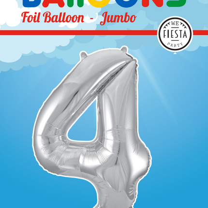 Balon foliowy Figurka 4 Srebrny XL 86cm pusty