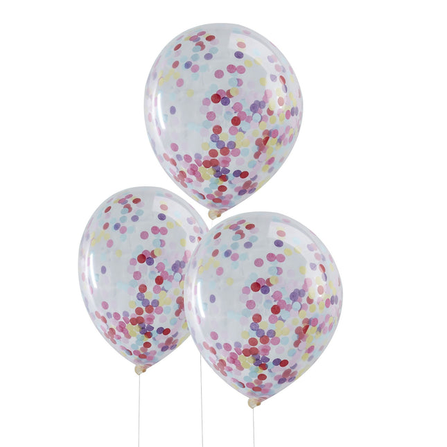 Balony konfetti kolorowe 30cm 5szt