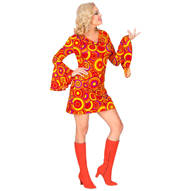 Disco 70S Dress Orange Ladies