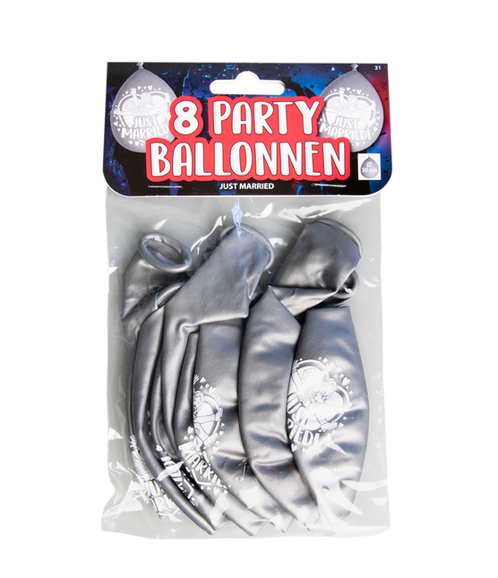 Balony poślubne srebrne 30cm 8szt