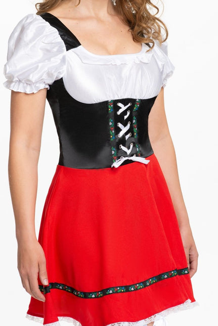 Sukienka Dirndl Oktoberfest czerwono-biała kokarda