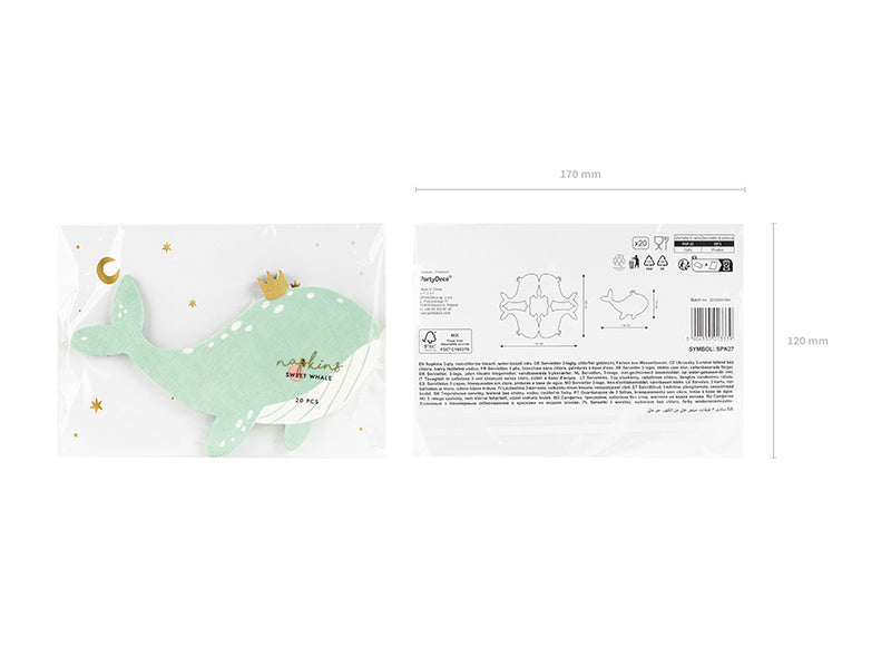 Serwetki Wieloryb 16cm 20szt