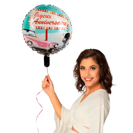 Balon helowy Joyeux Anniversaire 50s pusty 45cm